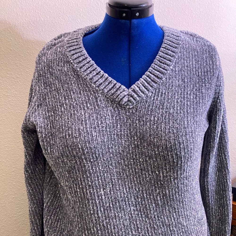 Chenille V neck sweater